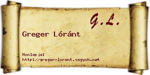 Greger Lóránt névjegykártya
